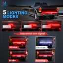 MICTUNING 60 inches Red Sequential Turn Signal LED Brake Lamp Triple Row 504 LEDs Tailgate Strip Light Waterproof for Ford F150/RAM 2500 - 5 Functions