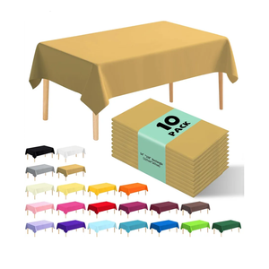 10 Pack Premium Disposable Plastic Tablecloth 54" X 108" Rectangle Table Cover for Birthdays Weddings Christmas Anniversary Buffet Table (Gold)