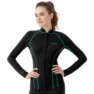 GoldFin Wetsuit Top Women, Womens 2mm Wetsuits Neoprene Long Sleeve Jacket Keep Warm for Water Aerobics Swim Dive Surf Blue-line X-Small