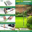 63 Thatch Rake Dethatcher Rakes for Lawns, Heavy Duty 21 Curved Double-Side Sharp Steel Tines Yard Garden Rake with Adjustable Handle for Dead Grass, Leaves, Loosening Soil