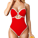OQQ Women’s One Piece Swimsuit Cutout Push Up Tummy Control Bathing Suit with Adjustable Straps Large