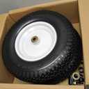GICOOL 16" Flat-Free Solid Tire and Wheel, 4.80/4.00-8" Wheelbarrow Tire, 3" Centered Hub, 5/8" Axle Bore Hole,for Garden Wagon Cart Trolley Dolly Replacement(2 Pack)