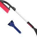 Extendable 33"-46" 2-1 Car Snow Brush with Ice Scrapper (C80100), Snow Broom Head for Car Windshield Pin Lock Telescopic with Soft EVA Grip, Complimentary Ice Scrapper, Long Snow Brush