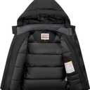 WULFUL Kid's Waterproof Ski Jacket Warm Fleece Hooded Boy's and Girl's Winter Snow Coat Outwear,Windproof RainCoat (Black)