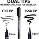 Dual Tip Permanent Markers, 16 Pack, Fine & Ultra Fine Tip, Fine Tip Permanent Markers, Quick Drying, Works on wood, Paper, Plastic, Metal and Glass, for Home, Office and School use (16)