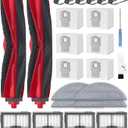 iRobacc 24 Pcs Accessories Kit for Roborock Q10 S5+ Robot Vacuum Cleaner, Replacement Parts with 2 Main Brush, 6 Side Brushes, 4 HEPA Filters, 6 Dust Bags, 4 Mop Pads, 1 Cleaning Brush