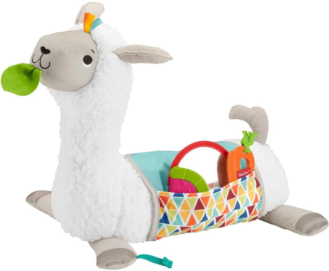 Fisher-Price Baby Toy Grow-with-Me Tummy Time Llama Wedge Support with Mirror, Teether & Rattle, Developmental Play for Newborns Ages 0+ Months