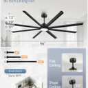 ZMISHIBO 96 Inch Ceiling Fans with Lights, Large Indoor/Outdoor Industrial Ceiling Fan with 8 Aluminum Reversible Blades, Quiet DC Motor, 3CCT&6-Speed Remote Control, Damp Rated for Shop/Garage/Gazebo