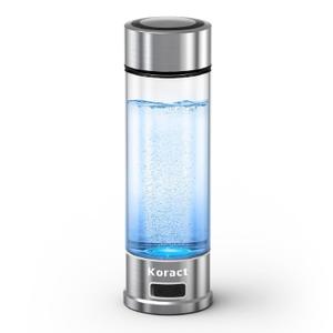 Hydrogen Water Bottle 1500PPB Portable Hydrogen Water Bottles Generator Glass, Hydrogen Rich Water Dispenser with SPE & PEM Technology for Home Office Fitness Travel Outdoor Sports (Silvery)