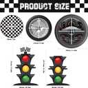 3-Tier Race Car Theme Cupcake Stand Racing Birthday Party Decoration Round Cardboard Cupcake Stand for Cars Birthday Decorations Race Car Party Supplies