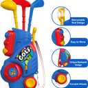 Liberry Toddler Golf Set with Putting Mat for 2 3 4 Years Old Boys Girls, Upgraded Kids Golf Cart with Unique Shoulder Strap Design, Indoor and Outdoor Golf Toys Gifts