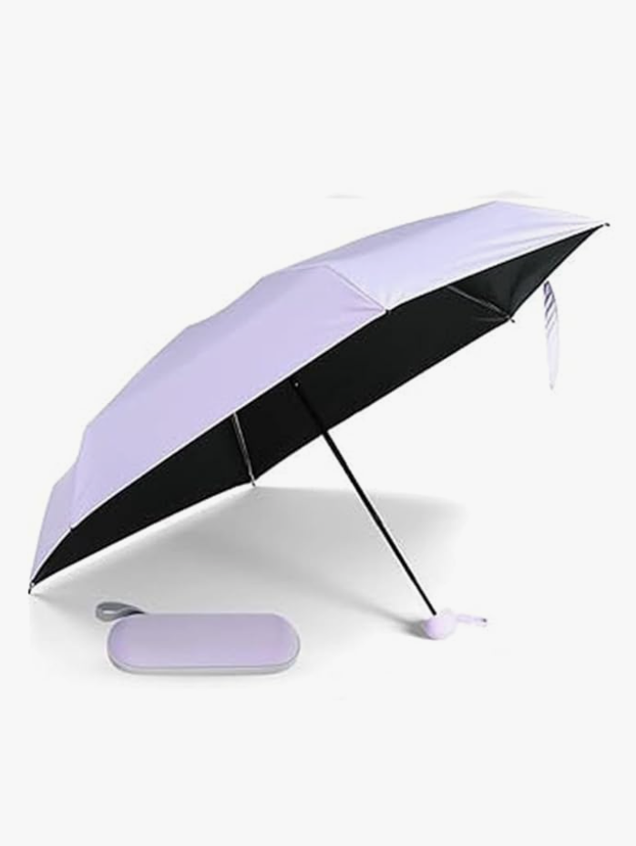 Travel Umbrella for Rain & Sun, 8 Ribs Lightweight Portable, Folding Small Compact Mini Umbrella, UPF 50+, Inverted Umbrellas, for Girls and Women, 7in
