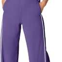 SENSERISE Womens Summer Jumpsuits Dressy Casual Sleeveless Mock Neck Top Wide Leg Pants Romper with Pockets (Purple, L)