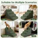 Dog Stairs for Small Dogs 17.7" H, 4-Step Dog Ramp for Aged and Injured Dogs, Foam Pet Stairs for Cats to Get on Bed, Couch or Chair, Non-Slip, Steady, Washable Cover, Green