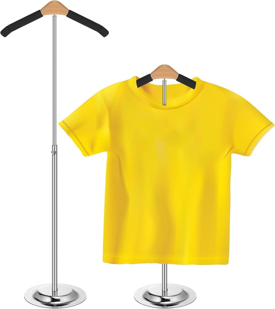 Adjustable Child T Shirt Display Flexible Shoulder Stand Shirt Rack Portable Hanging Black Metal Clothes Hanger Rack for Clothing Garment Coat Retail Vendor, Height 16-27.9 Inch (1 Pcs)
