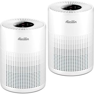 2 Pack Air Purifiers for Bedroom H13 True HEPA Air Filter Cleaner, Odor Eliminator, Remove Smoke Dust Pollen Pet Dander, Night Light For Home Living Room Dorm, Quiet 24dB Filtration System