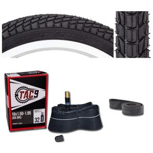 2 Pack - Tires, Tubes, Rim Strips Combo - 16" x 1.75" Freestyle Kontact Bike Tire, Tube and Rim Strip Bundle - TAC 9 Bicycle Products