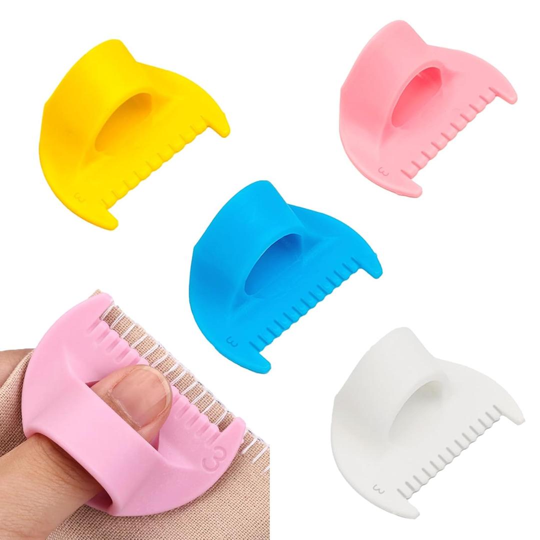 Edge Stitch Lock & Sewing Gauge, 4 Colors Sewing Needle Gauge Measuring Tool, Mini Sewing Finger Ruler for Even Stitches, 3mm Sewing Templates, DIY Stitching kit for Machine Sewing