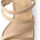 DREAM PAIRS Women's Strappy Heels Block Open Toe Low Heel Chunky Mules Sandals Dress Shoes W Size 7