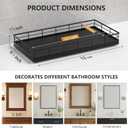 Toilet Paper Basket Organizer Oak Wood Toilet Tank Tray with Metal Frame, Bathroom Counter Top Storage for Toilet Paper, Wipes & Decor, Modern Narrow Back of Tank Shelf Organizer, Black