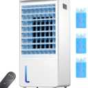 Windowless Portable Air Conditioners, Swamp Cooler with 2 Gal Dual Water Tank, 4 Modes & 3 Speeds, 80Oscillation, Smart Timer, Evaporative Air Cooler with Remote for Room, Office, Home (White)