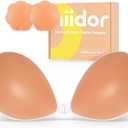 Niidor Adhesive Bra Strapless Ultra Sticky Invisible Push up Silicone Bra Multiple Colors Sizes Reusable for Backless Dress (Coco)