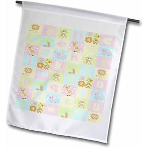 3dRose fl_20358_1 Baby Jungle Animals Alphabet Print Garden Flag, 12 by 18-Inch