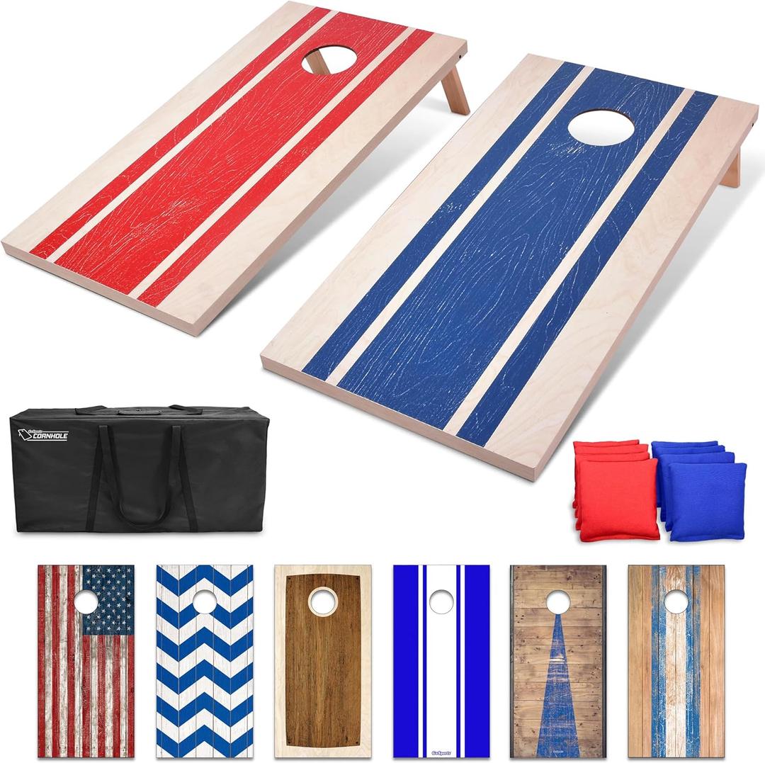 GoSports Portable Cornhole Sets, 8 Styles Choose 4 x 2 ft Boards Include 8 Bean Bags, Travel Case, and Game Rules  Wood Design