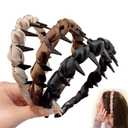 Vintage High Skull Reversible Headband with Teeth, Fashion High Cranium Headbands, Non-slip Decorative Accessories for Women (B (Black,Brown, White), L) (1 Count (Pack of 3))