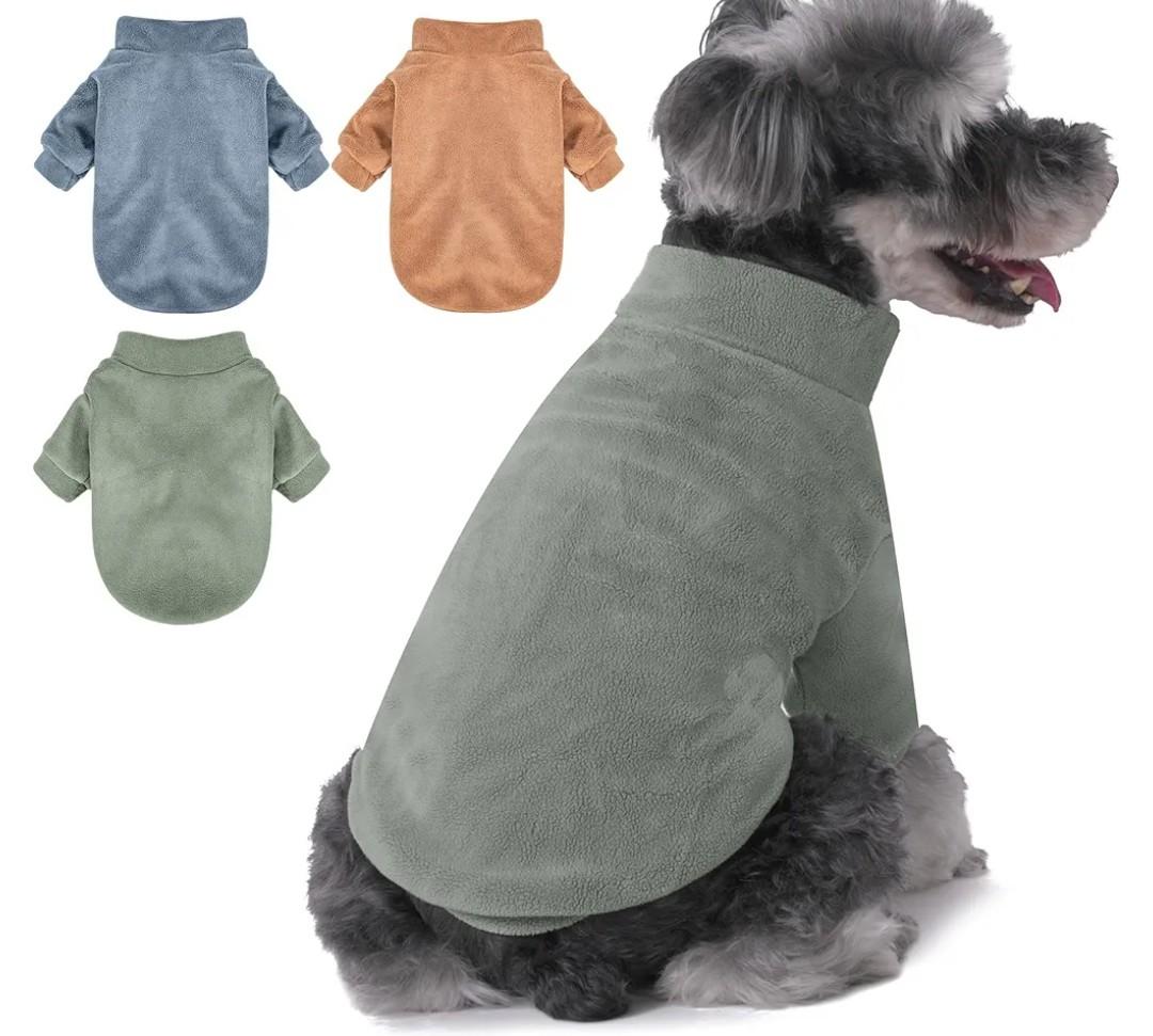 Dog Sweater, 3 Pack Dog Sweaters for Small Dogs Girl Boy, Ultra Soft Warm Puppy Clothes Dog Coat for Winter (Lt Blue+Olive+Brown, Medium)