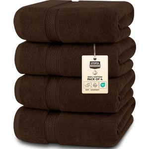 Utopia Towels 4 Pack Premium Bath Towels Set, 27 by 54 Inches, 100% Ring Spun Cotton 600GSM, Lightweight and Highly Absorbent Quick Drying Towels, Perfect for Daily Use, Dark Brown Utopia Towels 4 Pack Premium Bath Towels Set, 27 by 54 Inches, 100% Ring Spun Cotton 600GSM, Lightweight and Highly Absorbent Quick Drying Towels, Perfect for Daily Use, Dark Brown