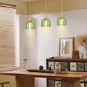 Mini Pendant Lights Kitchen Island 2 Pack, Small Adjustable Pendant Light Fixture with Green Tulip Glass Lampshade, Vintage Gold Pendant Lighting, Pendant Light for Bedroom Dining Room Hallway, Medium