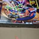 Monster Jam, Supercharge Speedway Playset, Megalodon and El Toro Loco Die-Cast Monster Trucks, Light Up World Finals Track Kids Toys for Boys Ages 3 and Up