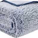 EMME Soft Sherpa Fleece Blanket Queen Size Reversible Plush Fluffy Large Blanket Warm Decorative Boho Cover for Sofa, Couch, Bedroom,Travel(Plush Navy,90"x90")