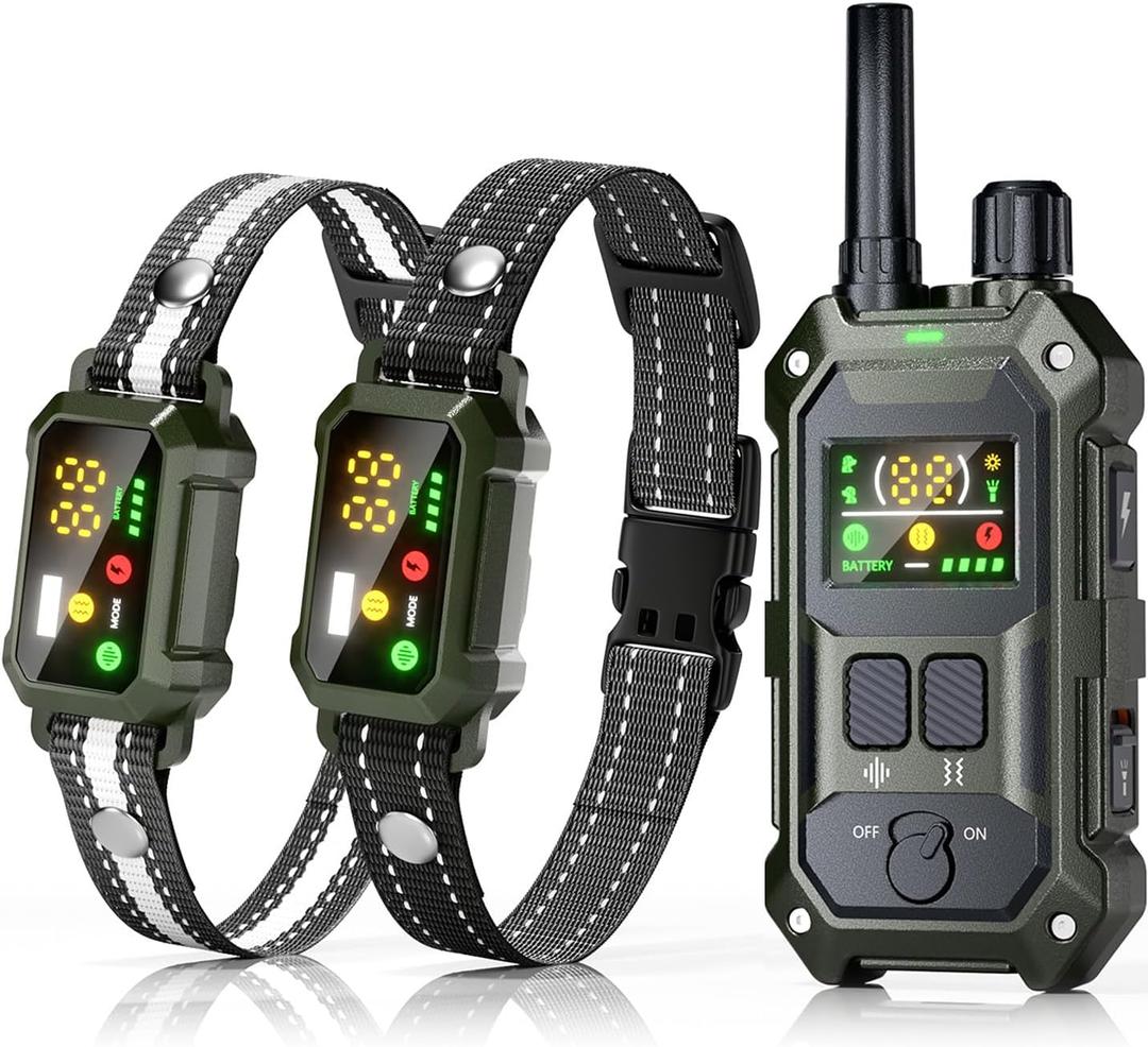 BLACKDOG Military Dog Shock Collar 2 Dogs (5-150lbs) - 4200ft Dog Training Collar with Remote, 4 Training Modes, Flashlight&Strobe, 90-Day Battery, IP67 Waterproof Dog E Collar for All Breeds (Green)
