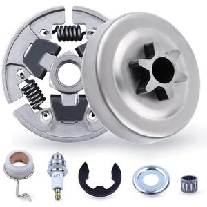 Chainsaw 7pcs Kit Sprocket Clutch Drum 3/8" for Stihl 017 018 021 023 MS170 MS180 MS210 MS230 MS250 Replacement Parts with Needle Bearing Washer E-Clip Worm Gear for 1123 640 2003, 1123 640 2073