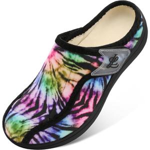 LeIsfIt Slippers for Women Extra Wide House Slippers Elderly Slip on House Shoes Non-Slip Indoor Outdoor Slipper Adjustable for Diabetic Swollen Feet Multi 38