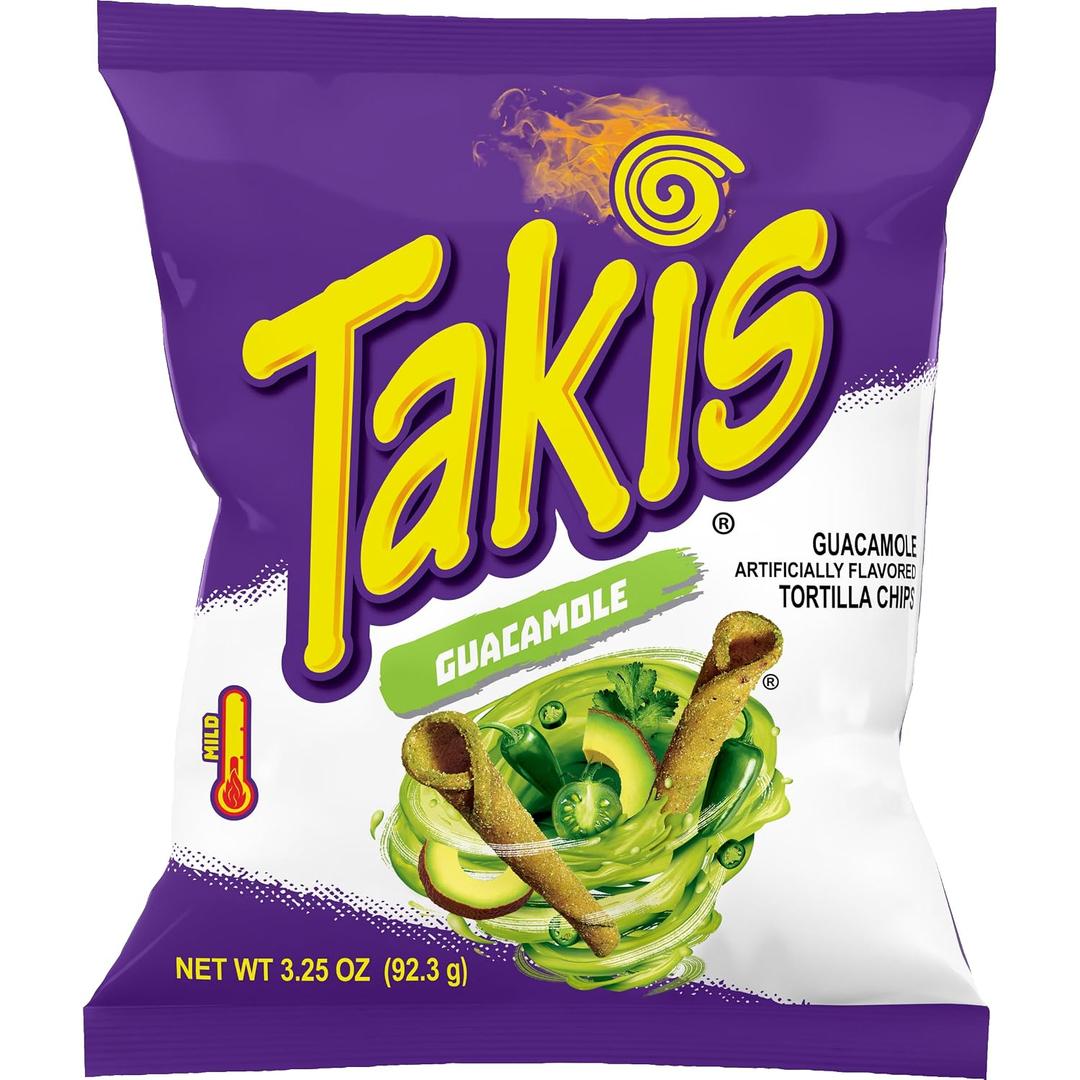 4 x Takis Guacamole Rolled Tortilla Chips, Guacamole Flavor, 3.25 oz (BBD 10/03/26)