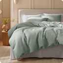 Bedsure Cotton Duvet Cover Queen Size - 100% Cotton Waffle Weave Sage Green Duvet Cover, PureWoven Textured Breathable Bedding Comforter Cover for All Season, 1 Duvet Cover Only 90"x90"