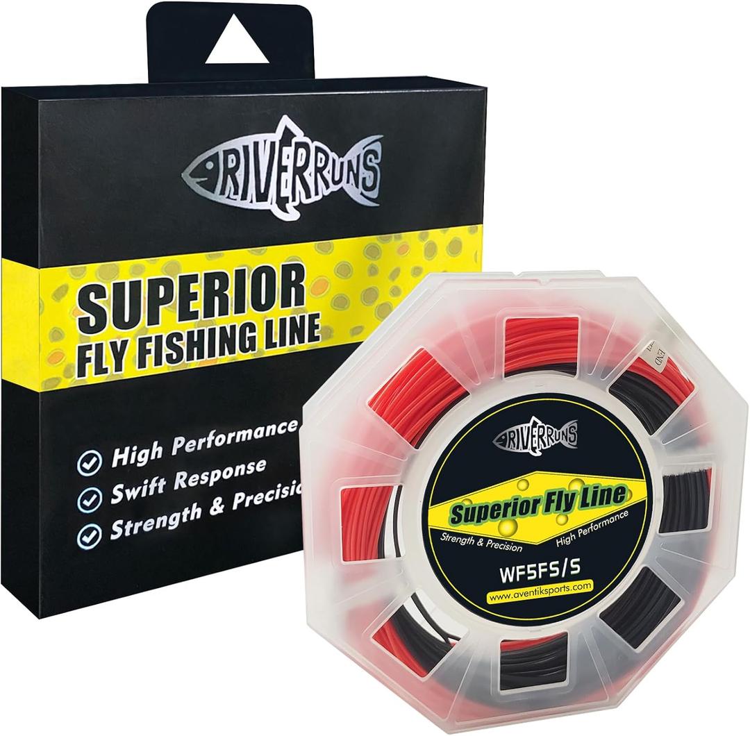 Riverruns Sink Tip Fly Fishing Line - Diving Tip Sinking Line Weight Forward Taper Ideal for Freshwater Saltwater(Black+Red, WF5FS/ S-90ft)