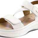 mysoft Women's Summer Walking Sandals Air Cushion Support Platform Ankle Strap Shoes Comfortable Casual Wedge Sandals (10 Wide, White)