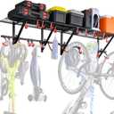 PLKOW Garage Wall Shelving Includes Bike Hooks, Sturdy Adjustable Garage Shelving Wall Mount Garage/Organizer (Black, 2-Pack)