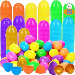 100 PCS Fillable Easter Eggs Assorted Plastic Colorful Bright Easter Eggs Perfect for Easter Egg Hunt, Surprise Egg (with 10 Golden Eggs)