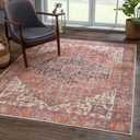 Bloom Rugs Washable Non-Slip 12 ft Runner - Red/Multicolor Traditional Bordered Runner for Entryway, Hallway, Bathroom, and Kitchen - Exact Size: 2.5' x 12'