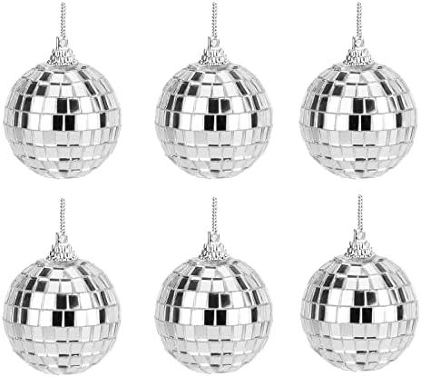Mirror Disco Balls Set - Christmas Balls Christmas Tree Decoration Ornaments Party Decoration Bright Reflective Mirror Easy to Hang Suitable for Christmas, Wedding, Family Party Decoration (Pack of 6)