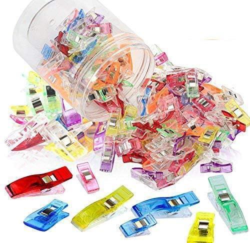 Hamosky Multipurpose Sewing Clips,3 Sizes, 1.06'', 1.38'', 2.2'' Plastic Clips for Sew Binding,Crafts,Paper Work and Hanging Little Things (120PCS (60 Small+30 Medium+30 Large))