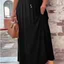 Verdusa Women's Plus Size Drawstring Waist Maxi Skirt A Line Flowy Skirts Basic Casual Outfits (XXL)