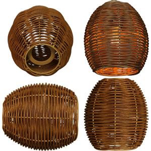 Woven Rattan Small Lampshade Replacement Lamp Shades Rustic Woven-Wicker Shades Set of 4 for Wall Sconces,Floor Lamps, Glass Lamp Shade