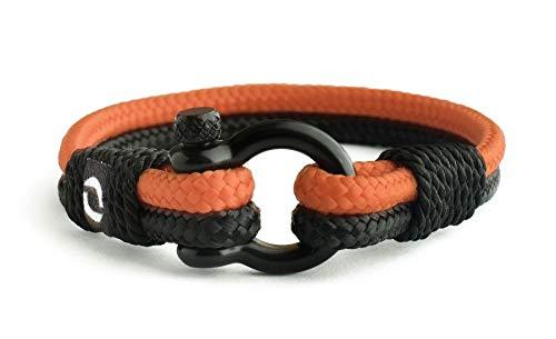 Mens Rope Bracelet - Stainless Steel Black Shackle, Extremely Durable and Scratch Resistant Waterproof Paracord, Handmade, Nautical Wristband for Men B-11-7.5 Pack of 3