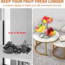 Livabber Fruit Basket Bowl with Banana Hanger, Fruit Vegetable Storage Basket with Banana Tree Holder for Kitchen Counter, Detachable Organizer for Bread Snack Produce (Chrome, 3-Tier Metal Base)